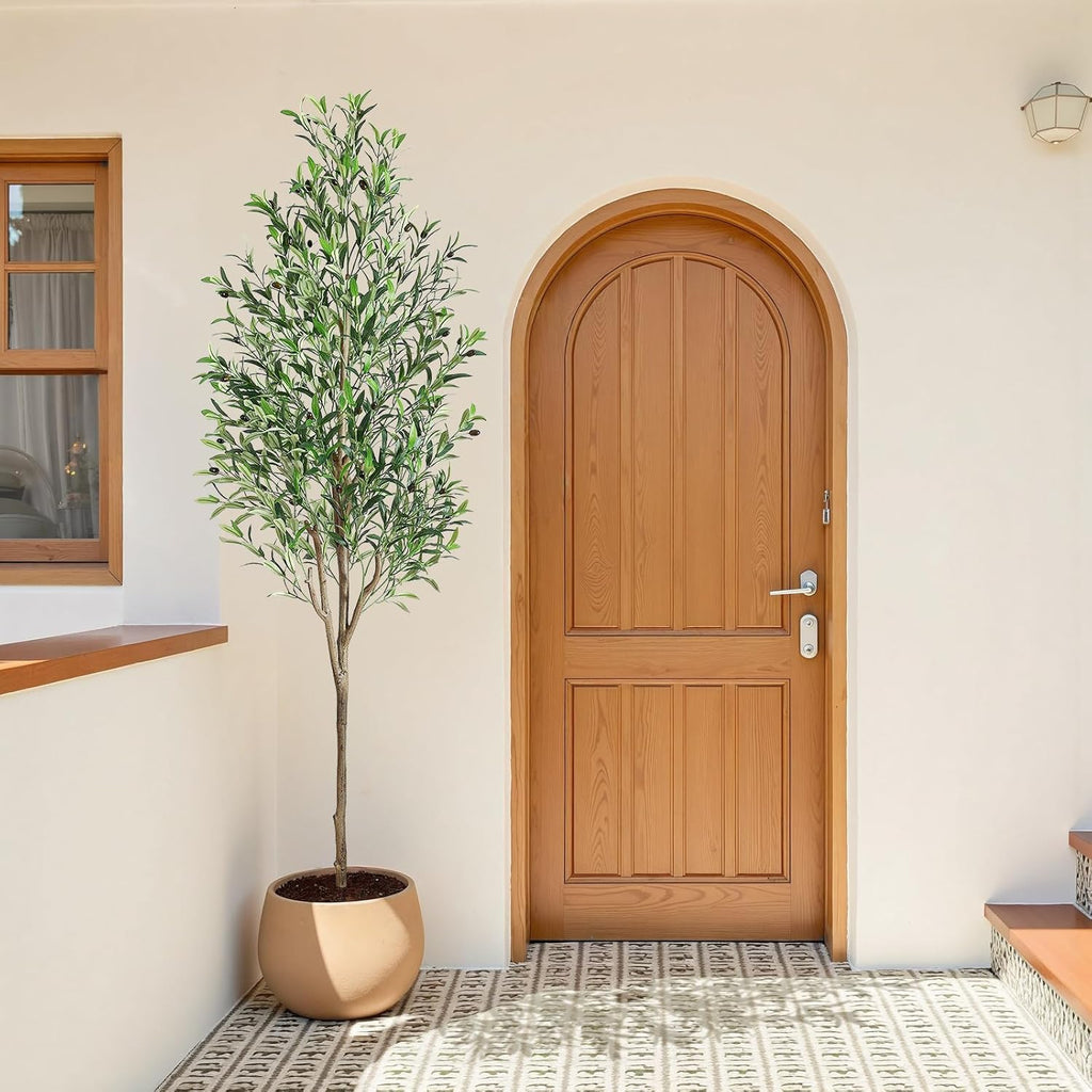 7ft Faux Olive Tree with Lifelike Fruits and Realistic Leaves