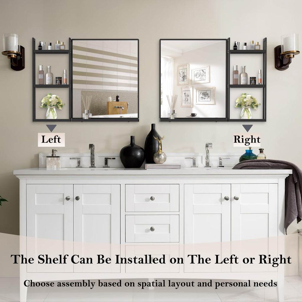 Bathroom Mirror with Shelf 31 x 24 Inch Wall Mirror with Storage