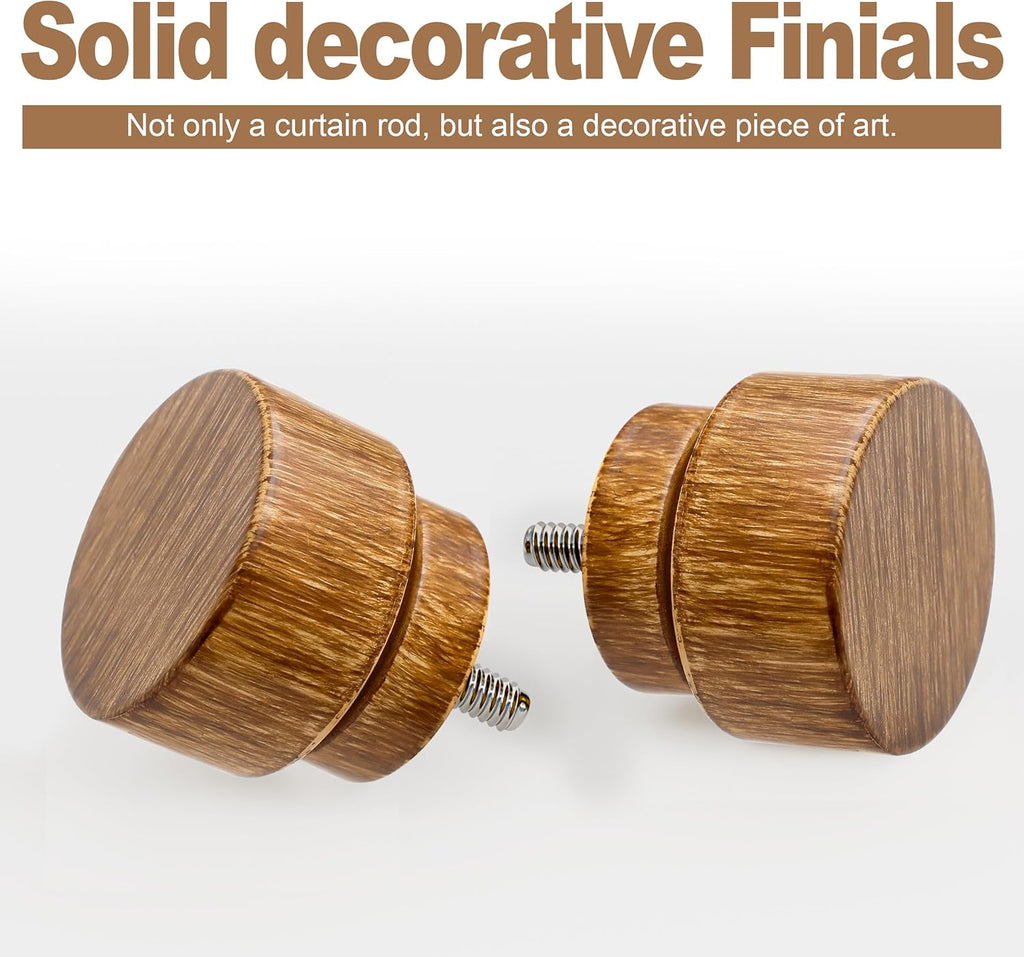 Wood Curtain Rods for Windows 66 to 120 Inches 1" Diameter Boho Decorative Heavy Duty Long Window Curtain Rod