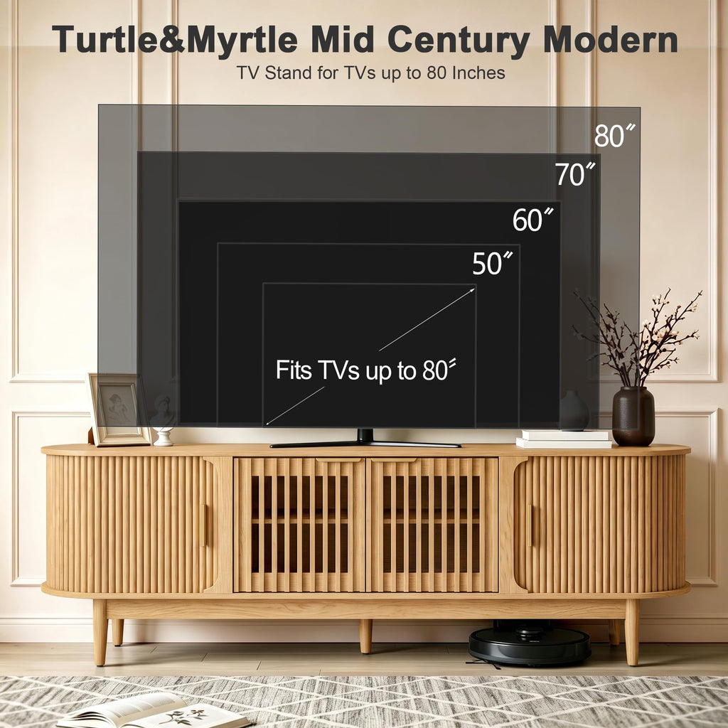 70 Inch Fluted Mid-Century Modern TV Stand