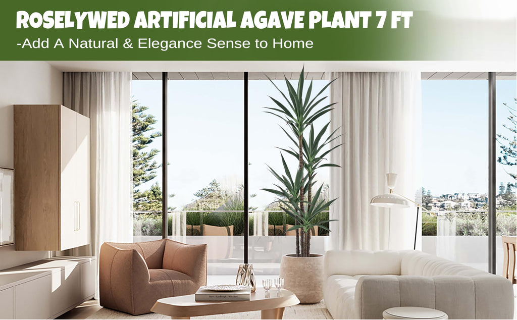 Artificial Agave Plant 7FT with 60 Thick Leaves & 4 Trunks