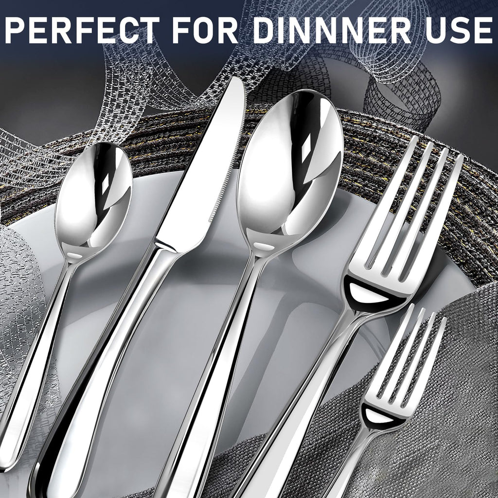 Heavy Duty Silverware Set for 12, Stainless Steel Flatware Cutlery Set