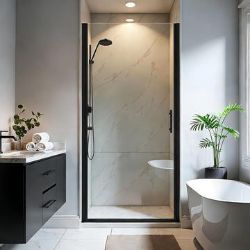 Pivot Shower Door 32-33.2" W x 72" H, Frameless Pivot Shower Door, 1/4"(6mm) SGCC Tempered Glass Shower Door