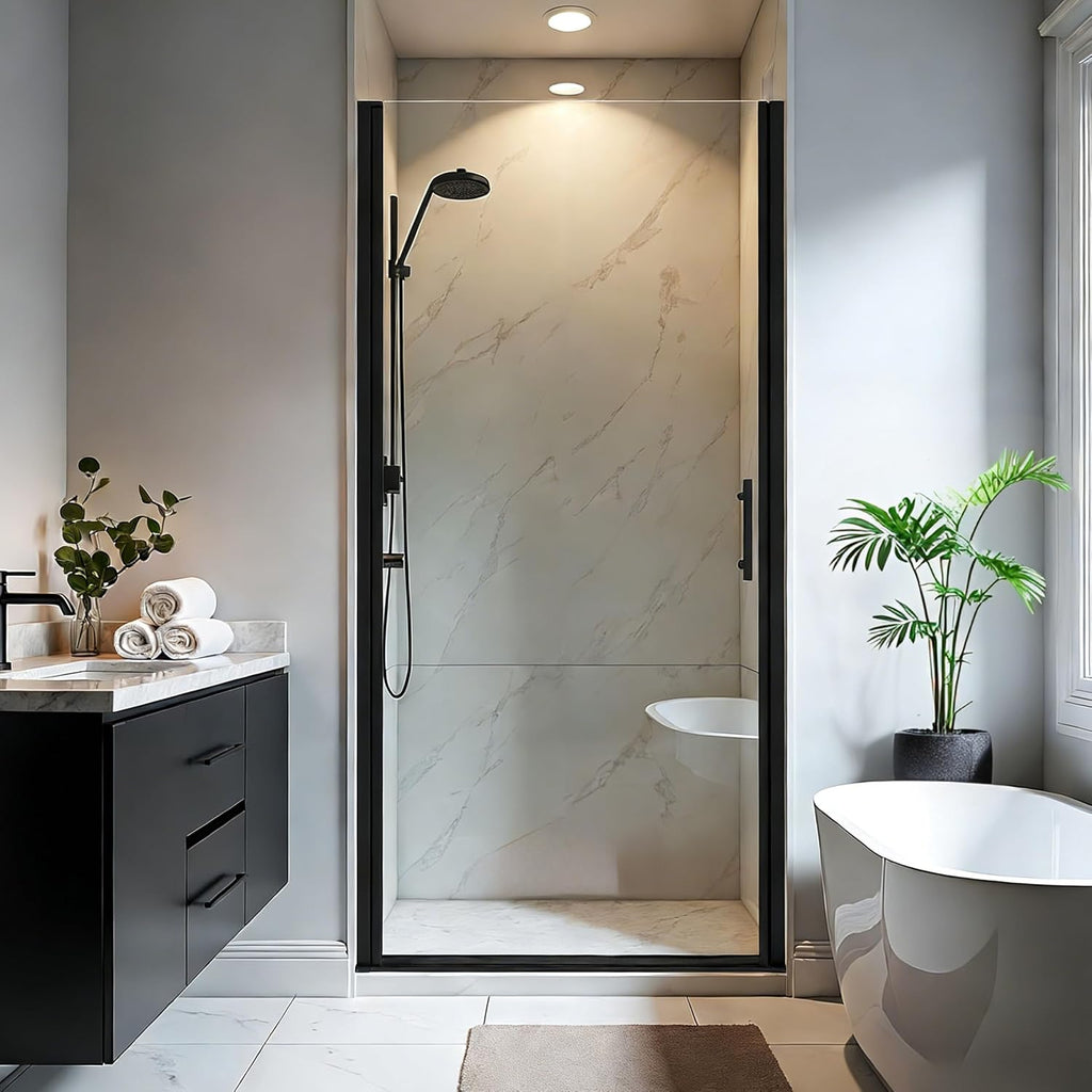 Pivot Shower Door 32-33.2" W x 72" H, Frameless Pivot Shower Door, 1/4"(6mm) SGCC Tempered Glass Shower Door