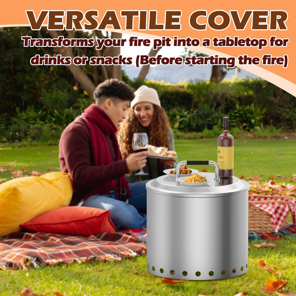 Fire Pit Lid for Ranger 15" Accessories, Round Fire Pit Cover for Lid Ranger 2.0/1.0, Stainless Steel Lid with Handle