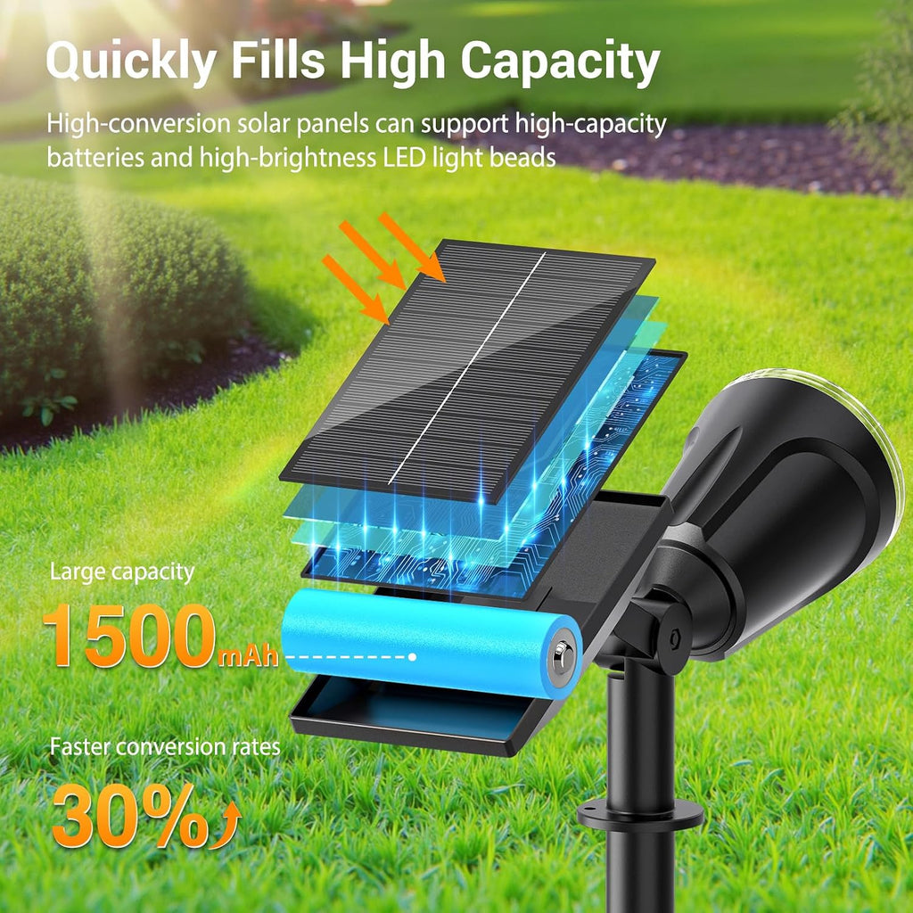 Solar Spot Lights Outdoor Waterproof: 1000LM Big Adjustable Spotlight - 2-in-1 15Hrs+ Long Lasting Spot Light - Solar