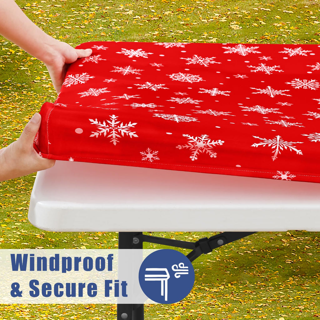 2 Pack Rectangle Spandex 6FT Elastic Fitted Christmas Tablecloth