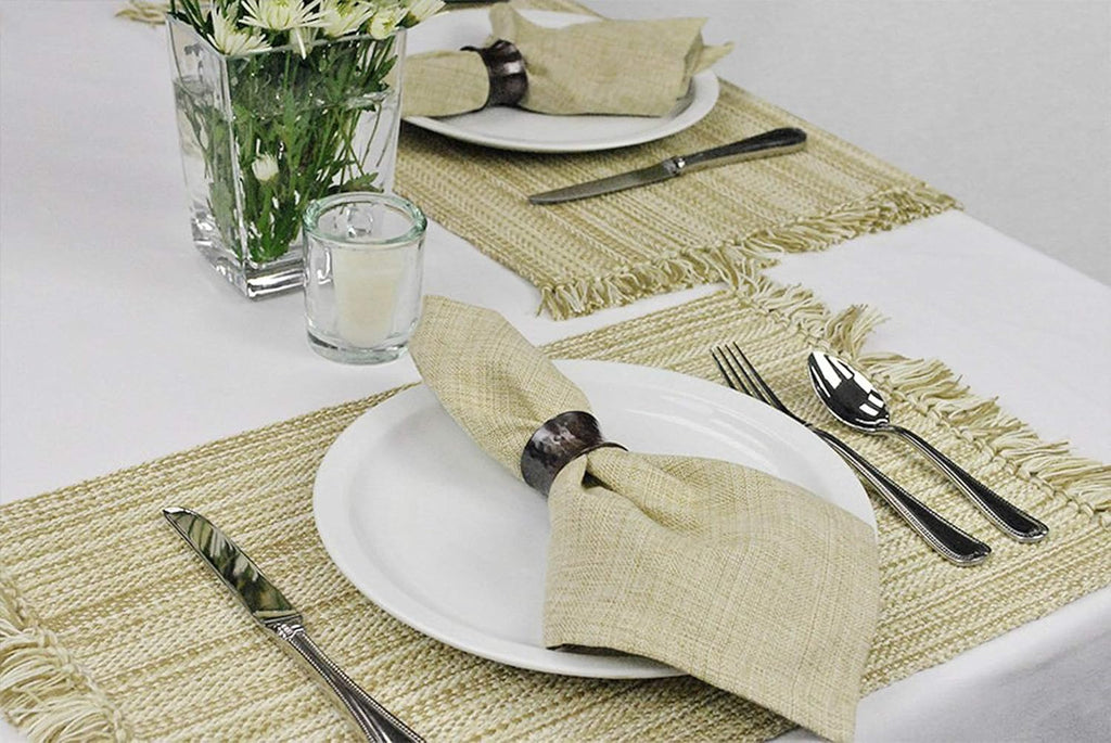 Variegated Tabletop Collection, Placemat Set3x19, Taupe, 6 Piece
