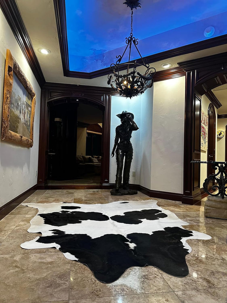 Black & White Brazilian Cowhide Rug - Genuine Leather - XXLarge Area Rugs - Luxury Design - Exact Rugs Shown (Rug 4)