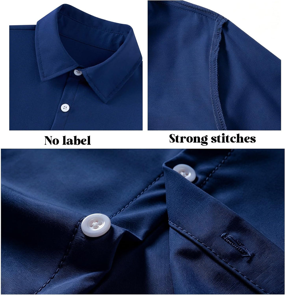 Boys Long Sleeve Dress Shirts Kids Button Down Formal Uniform