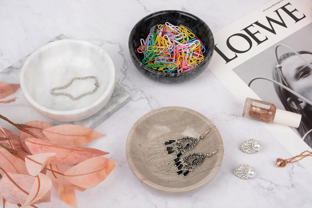 Jewelry Dish,Natural Marble Jewelry Dish,Trinket Tray,Ring Holder,Key Bowl,Unique Jewelry Tray Decoration,Mother's