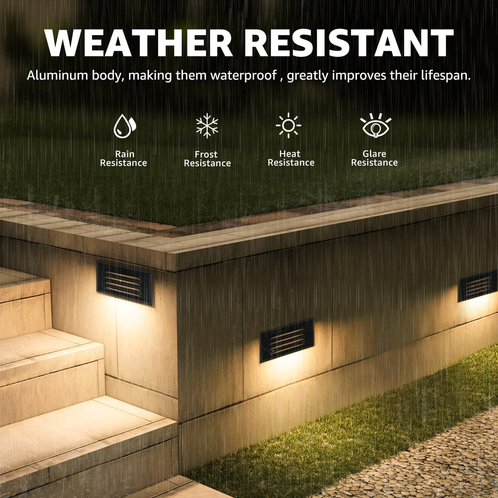 6" Low Voltage Step Lights Outdoor 5W 3000K Black Aluminum 12-Pack