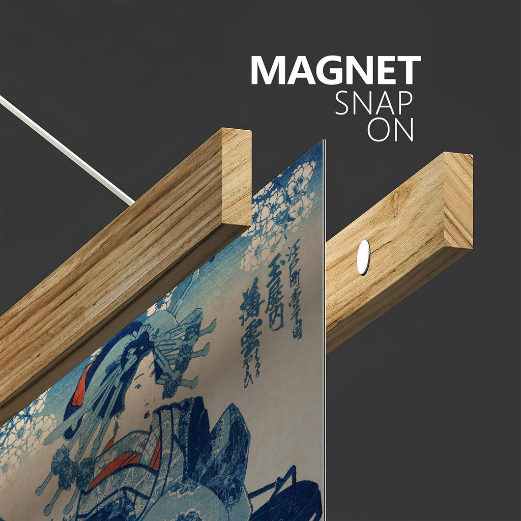 3 Panel Wooden Framed Hanging Poster Classic Japanese Ukiyo-e Traditional Edo Period Wall Picture Poster Artwork