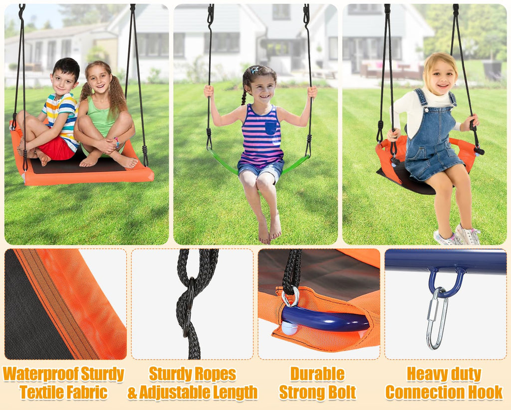 Swing Sets for Backyard 700 lb - 6 in 1 Playground Sets with 3 Swings Seats