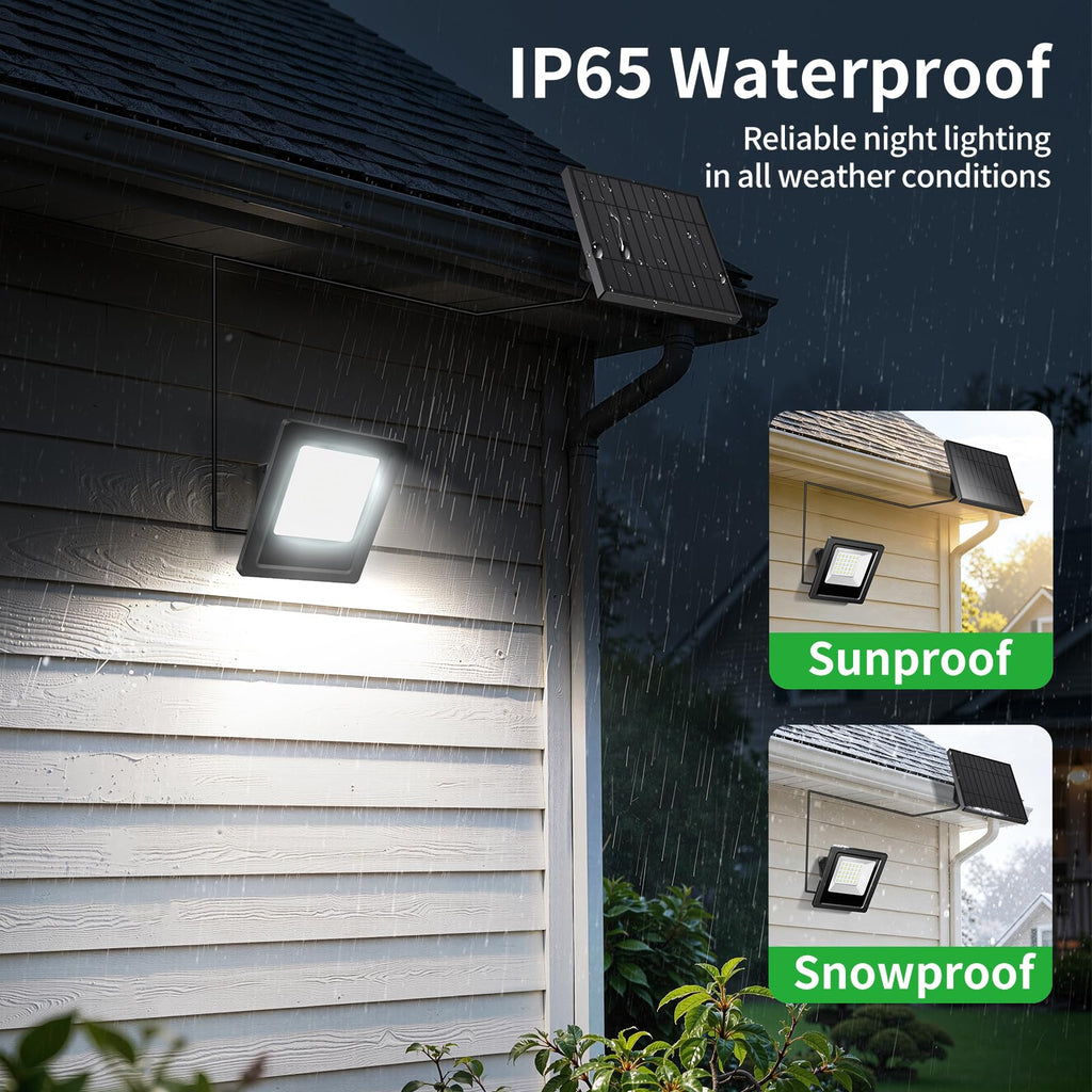 Solar Flood Lights Outdoor 2 Pack, 6500K Cool White