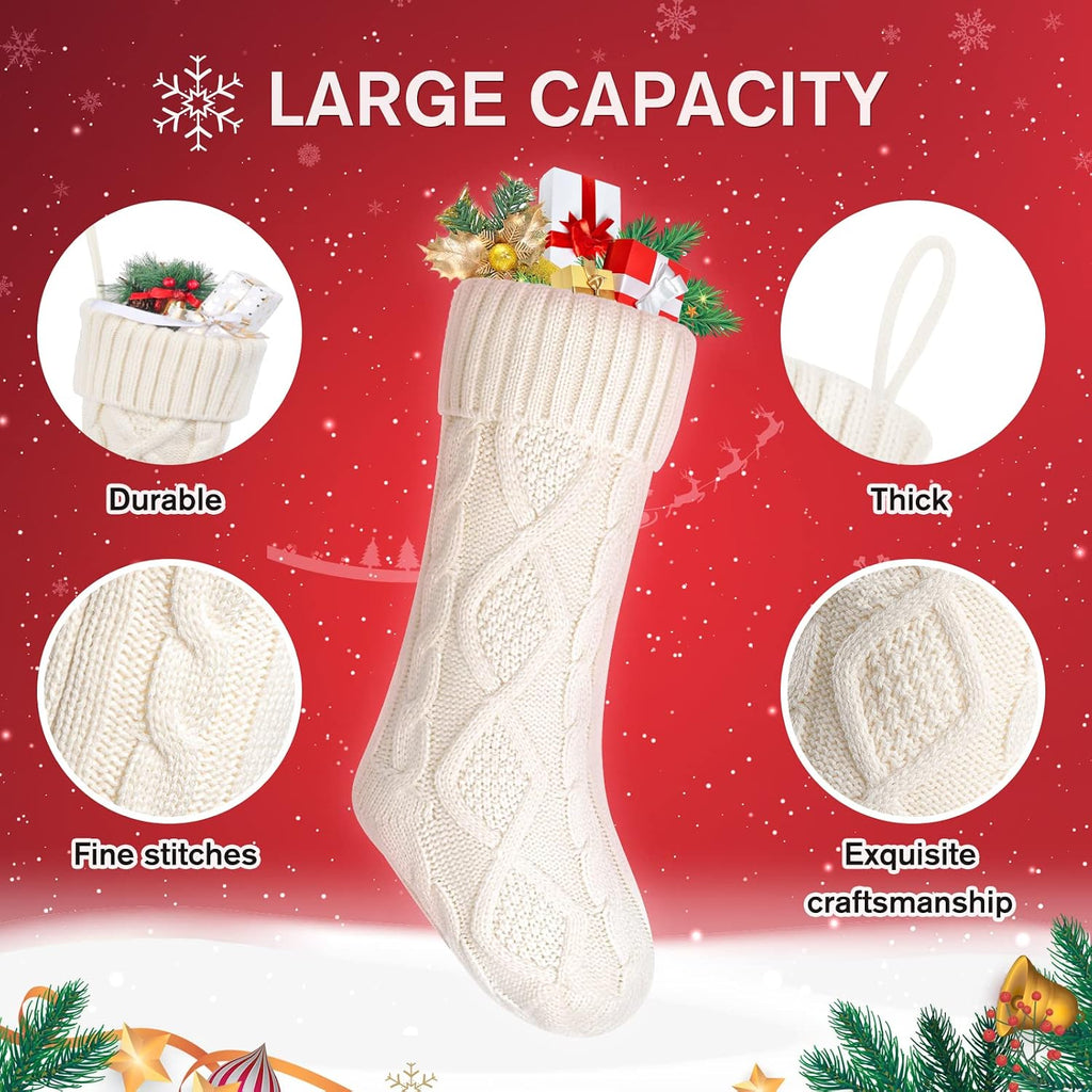 18 In Christmas Stockings Large Christmas Stockings with DIY Name Tags White Cable Knitted Xmas Stockings Classic
