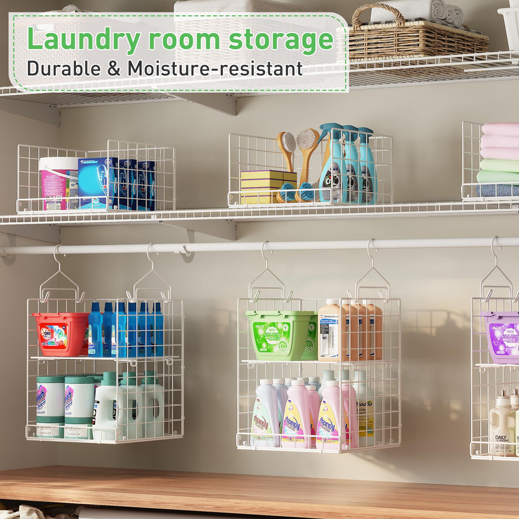 4-in-1 Hanging Closet Organizers and Storage, 4 Hooks 2 Adjustable Dividers