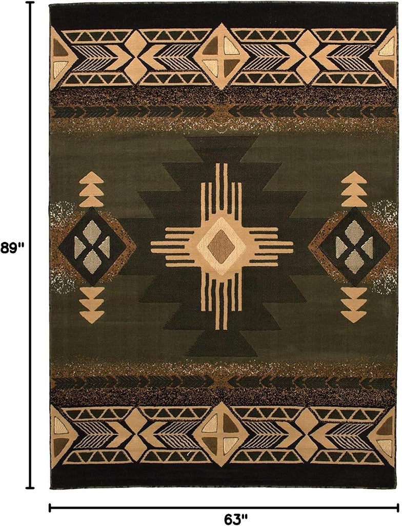 Southwestern Navajo Aztec Native American Geometric Area Rug Sage Green (5 Feet 3 Inch X 7 Feet 5 Inch)