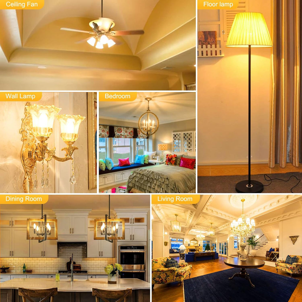 E12 LED Candelabra Light Bulbs 60W Equivalent Warm White 2700K