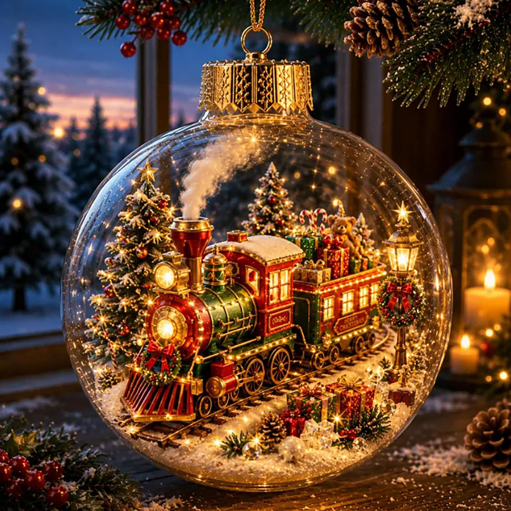 Glowing Christmas Story Ornament, Light-Up Mini Holiday Scene with Warm LED Light, Festive Keepsake Gift Christmas
