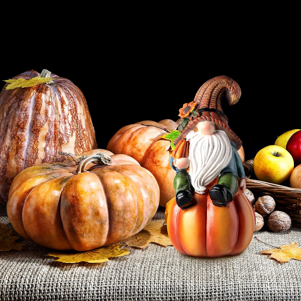 Fall Thanksgiving Gnomes Figurine Decorations, 6.7", Elegant