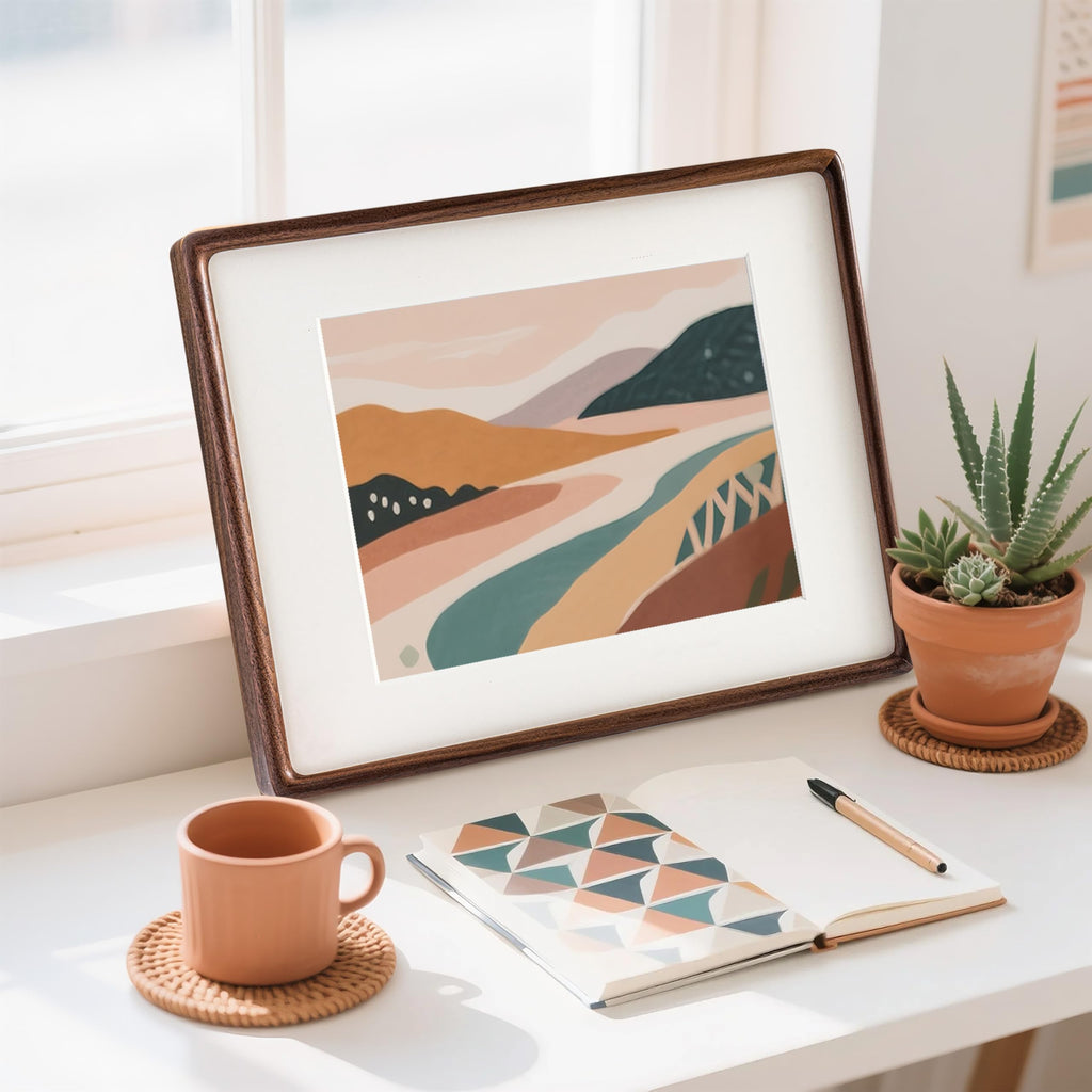 Handcrafted 11x14 Walnut Picture Frame, Matted to 8x10 with HD Plexiglass