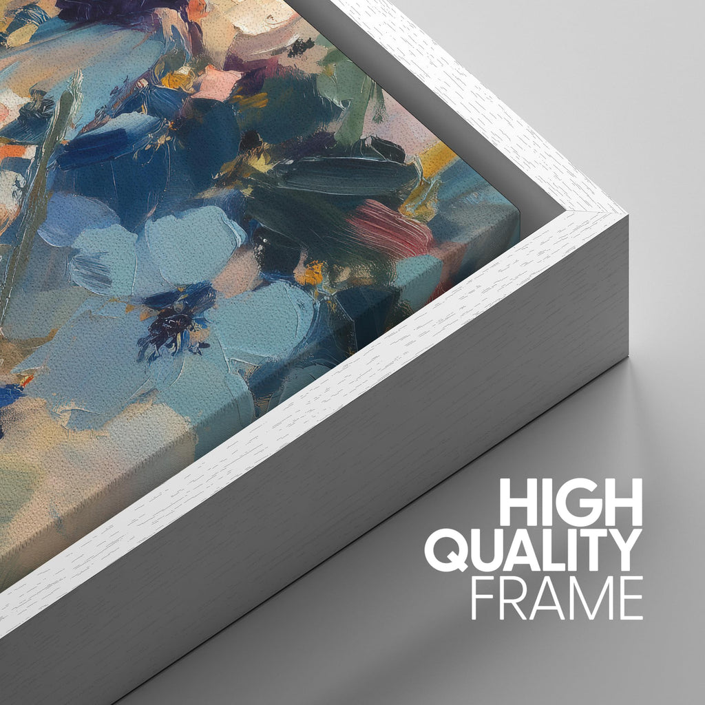 Framed Canvas Print Wall Art Set Colorful Abstract Floral Modern Impressionist Flower Illustrations Modern Scenic