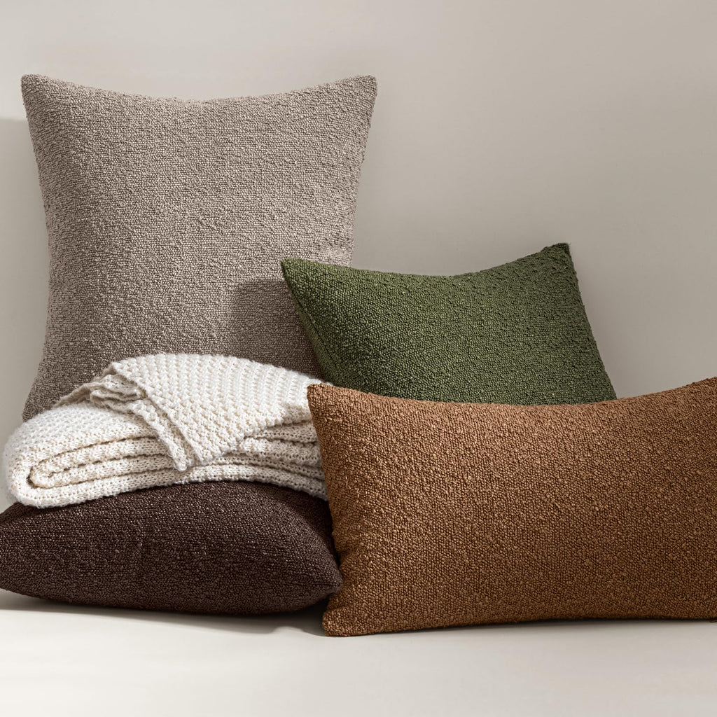 20x20 Decorative Boucle Couch Pillow Covers Light Taupe