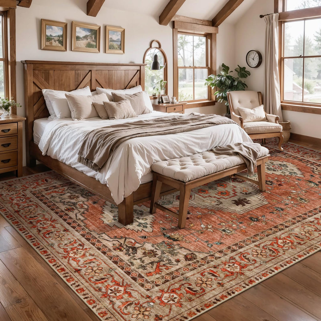 Boho 6x9 Washable Area Rugs, Oriental Non Slip Rug