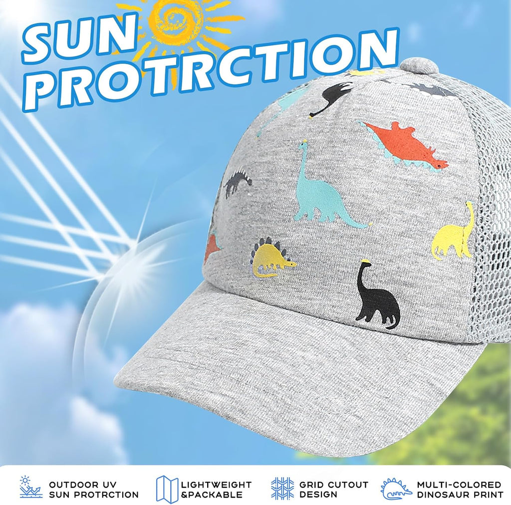 Toddler Baseball Hat, Dinosaur Mesh Adjustable for Kids