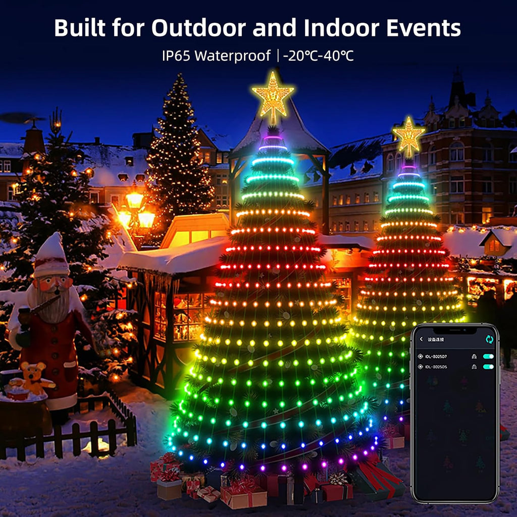 7ft Smart Christmas Tree Lights, 400 LED RGB+White, DIY 16 Million Colors & 12 Modes, App & Remote Control