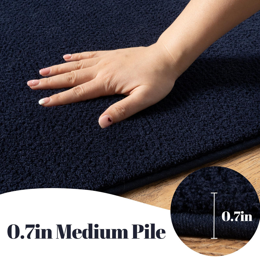 Navy Blue Runner Rug, Modern Non Slip Kitchen Runner