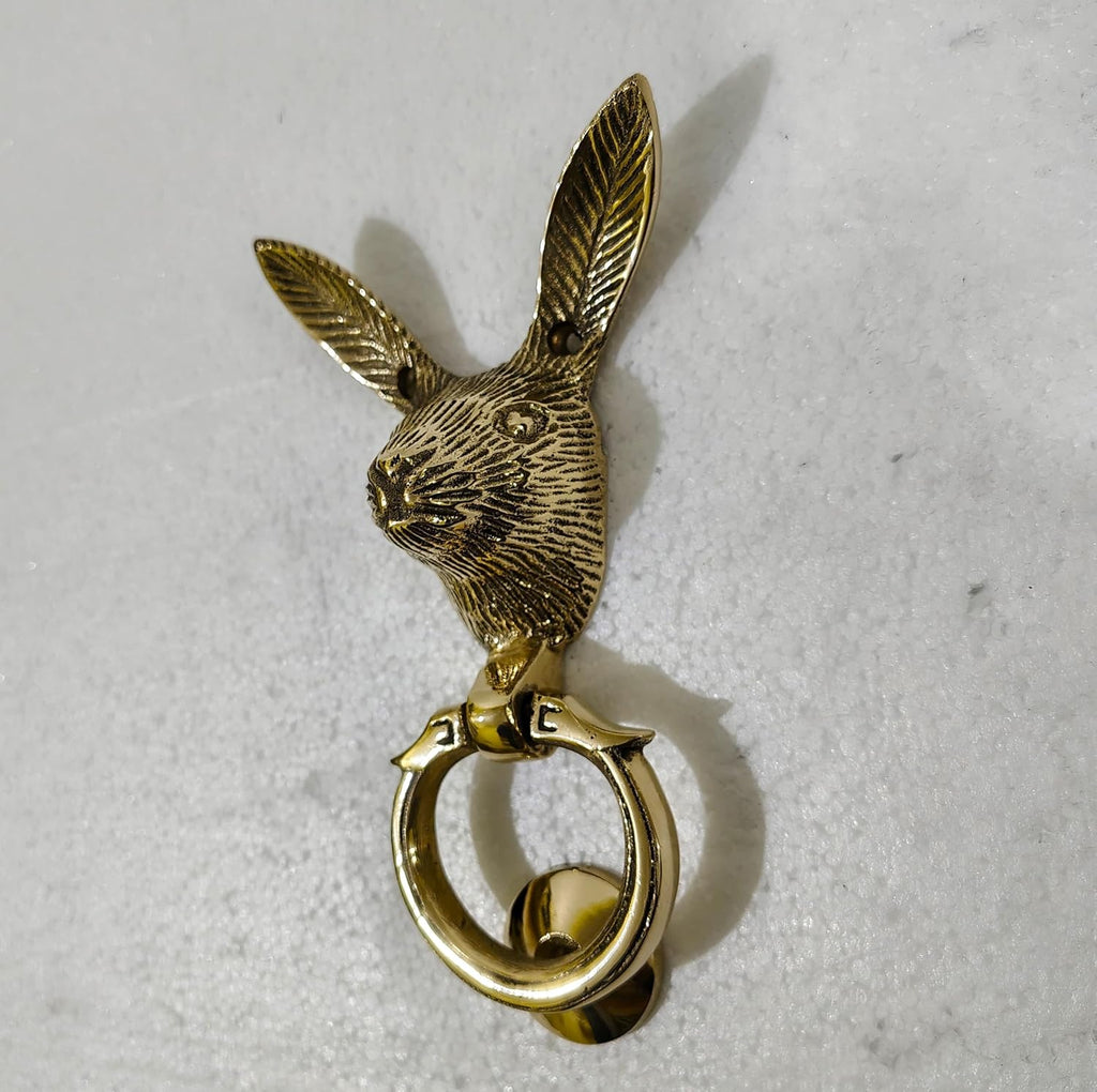 Solid Brass Rabbit Face Door Knocker Georgious Entrance Door Decoration
