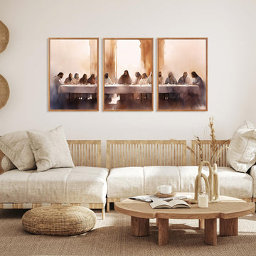 3 Pcs The Last Supper Framed Canvas Wall Art 24x36 Inch