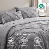 Queen Comforter Set Grey - Bed in a Bag Queen Bedding 7 Pieces, GentleSoft Pintuck Bed Set Gift for Family