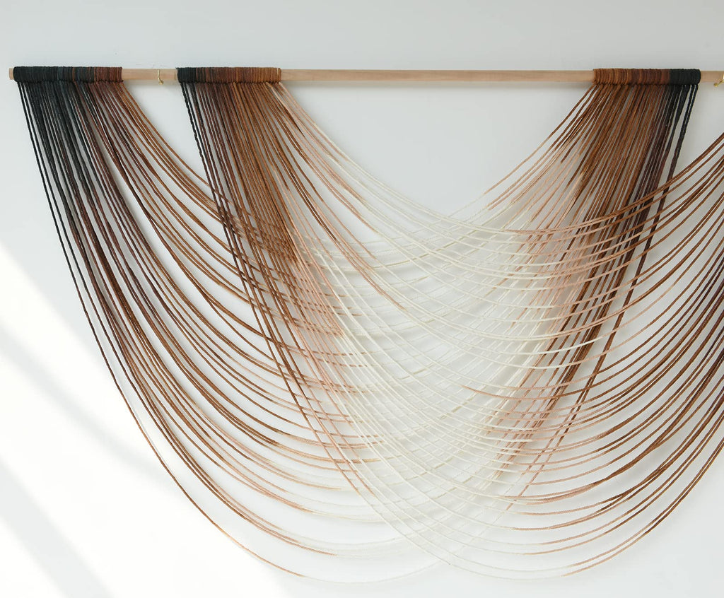 Macrame Wall Hanging Brown Dip Dyed Boho Fiber Art Decor 57"W*35"L