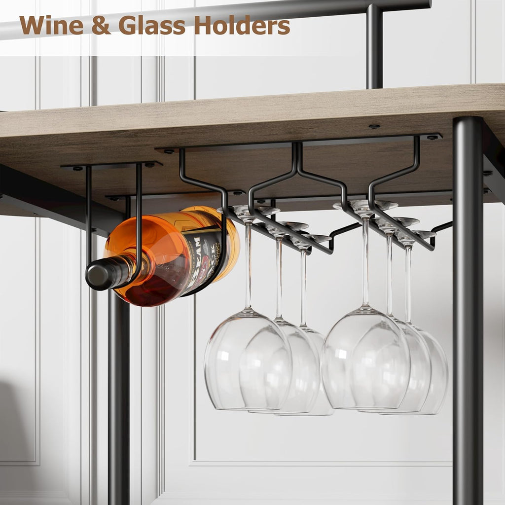 Gold 4-Tier Bar Cart with Wine Rack & 360° Rotating Turntable | Marble-Patterned Shelves,Rolling,Lockable Casters