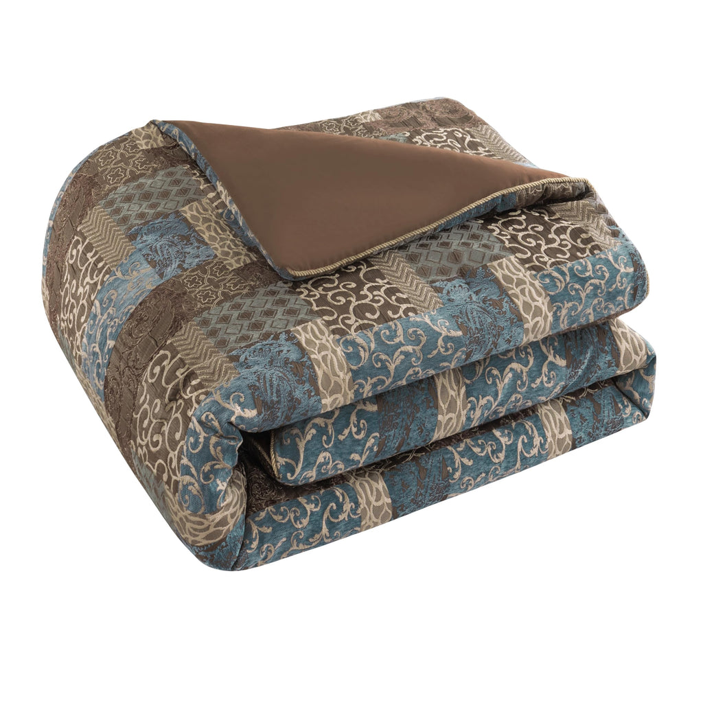 9-Piece Vintage Jacquard Comforter Set Queen, Blue