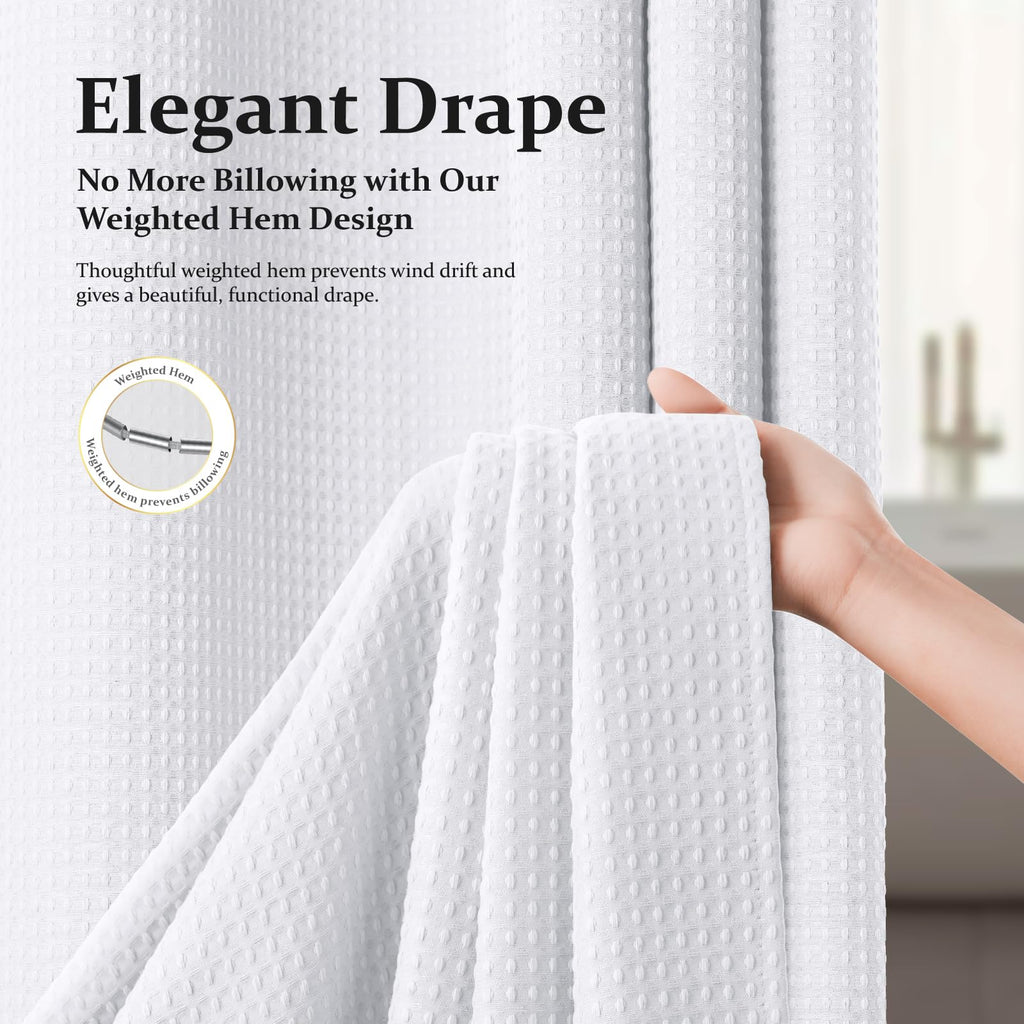 Stall Waffle Shower Curtain 256 GSM Heavy Fabric 54x78 White