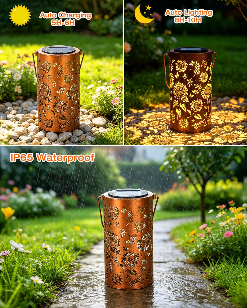 2Pack Sunflower Solar Lanterns Outdoor Waterproof, Birthday Gifts for Women Mom Grandma, Hanging Solar Lights for