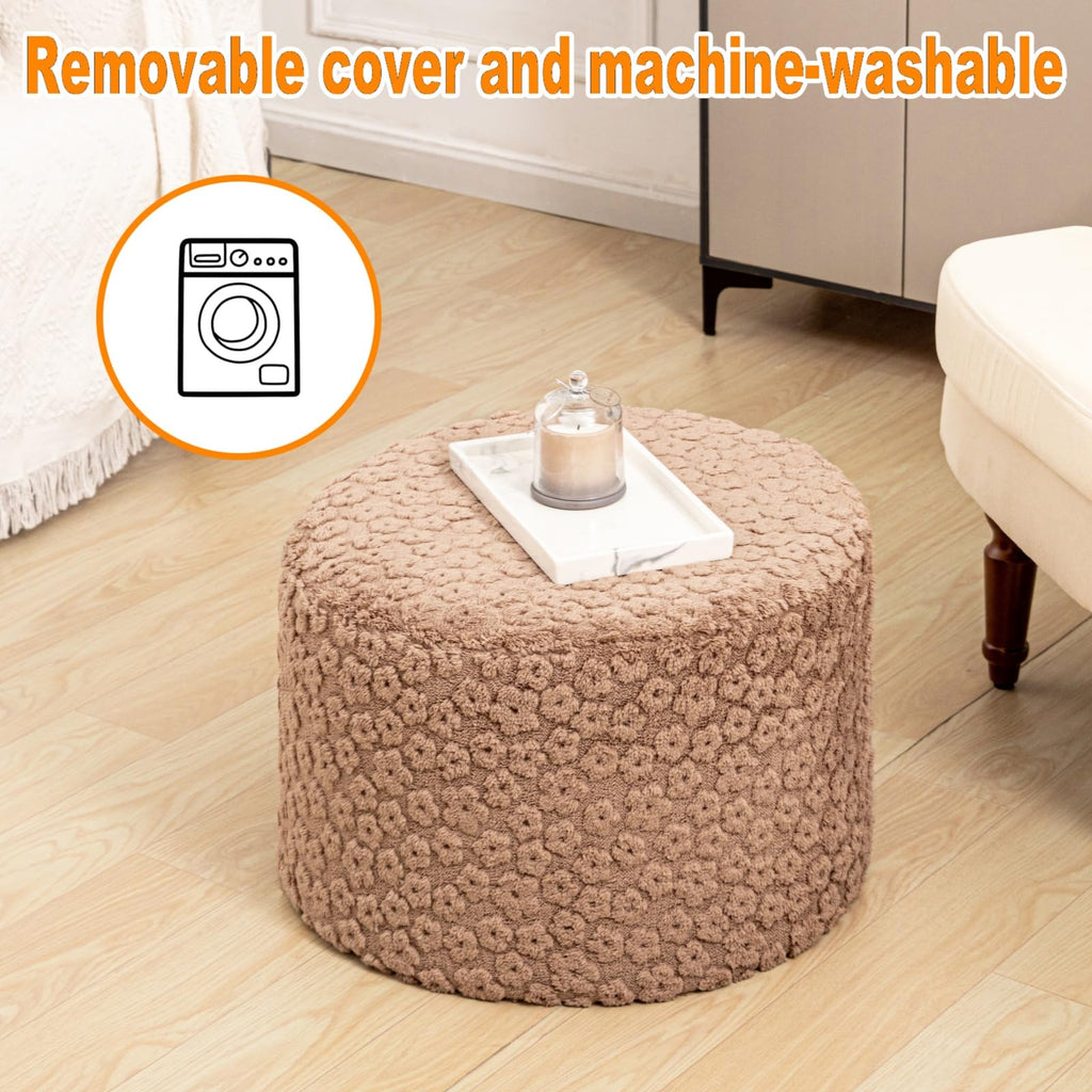 Round Pouf Ottoman Footstool 20x14In Ottoman Footrest for Couch Sofa Coffee