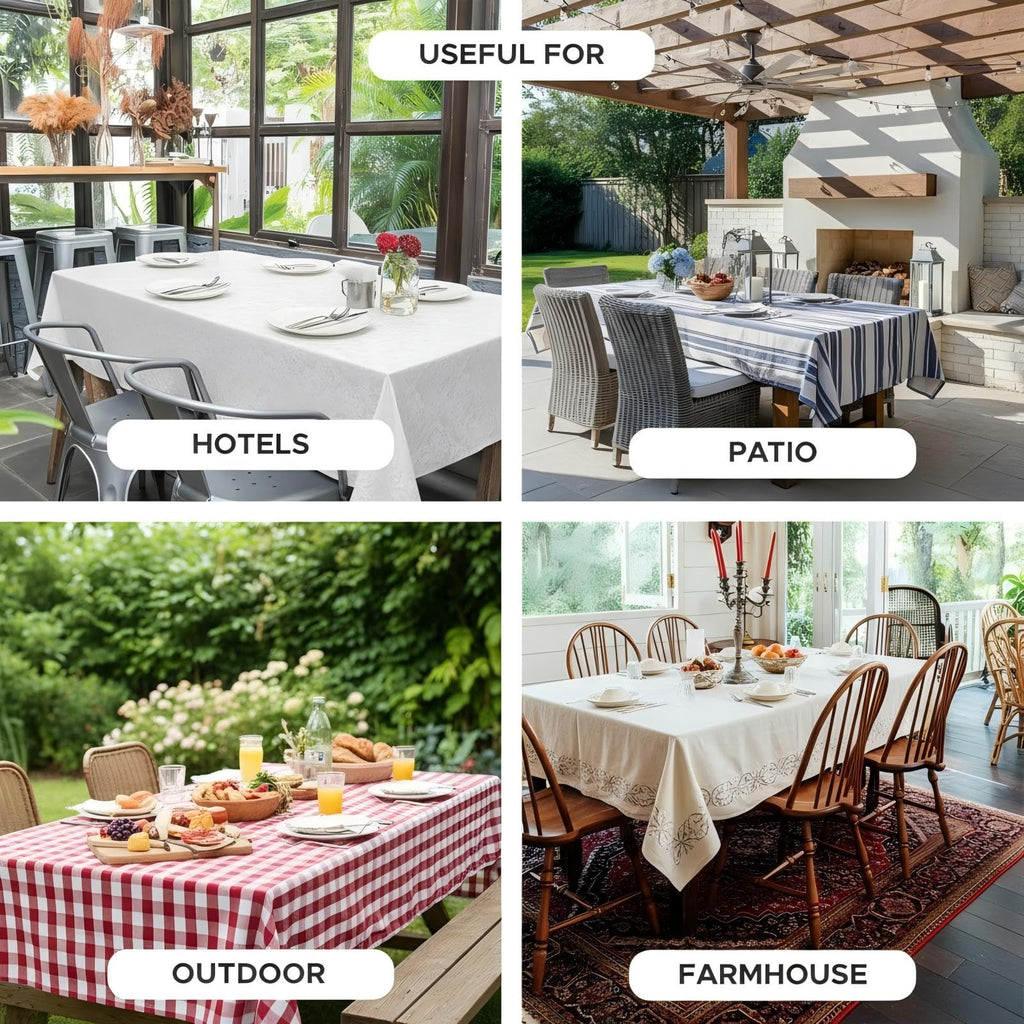 Faux Linen Tablecloths for Rectangle Tables, 2 Pack Burlap Textured Table Cloths Washable Farmhouse Table Cover Water
