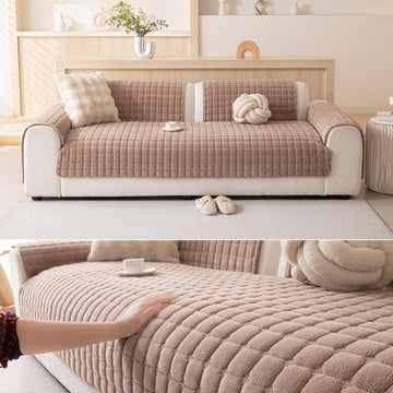 Velvet Sectional Couch Cover, Non-Slip Washable Pet Protector