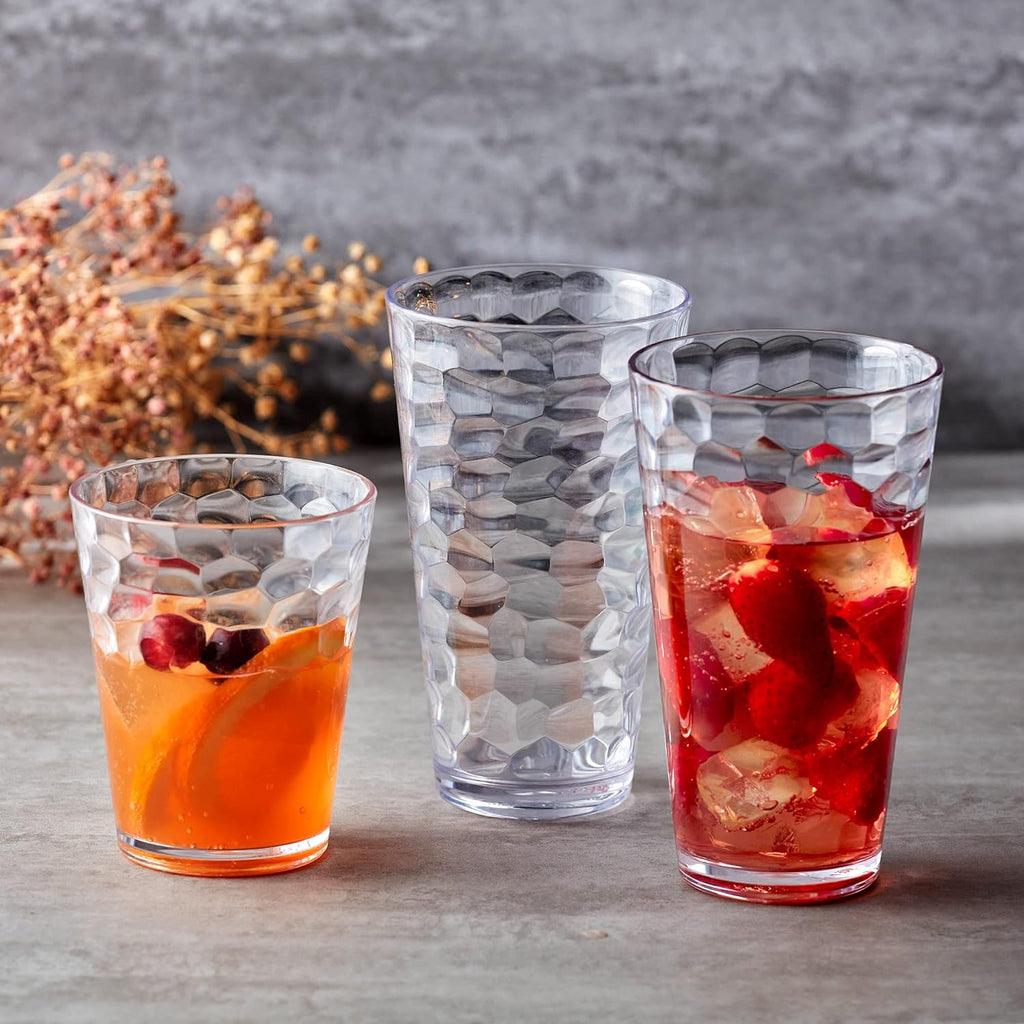 Iceberg - 16-Ounce Plastic Tumblers (Set of 8), All-Clear Reusable Plastic Cups, Stackable, BPA-Free, Shatter-Proof