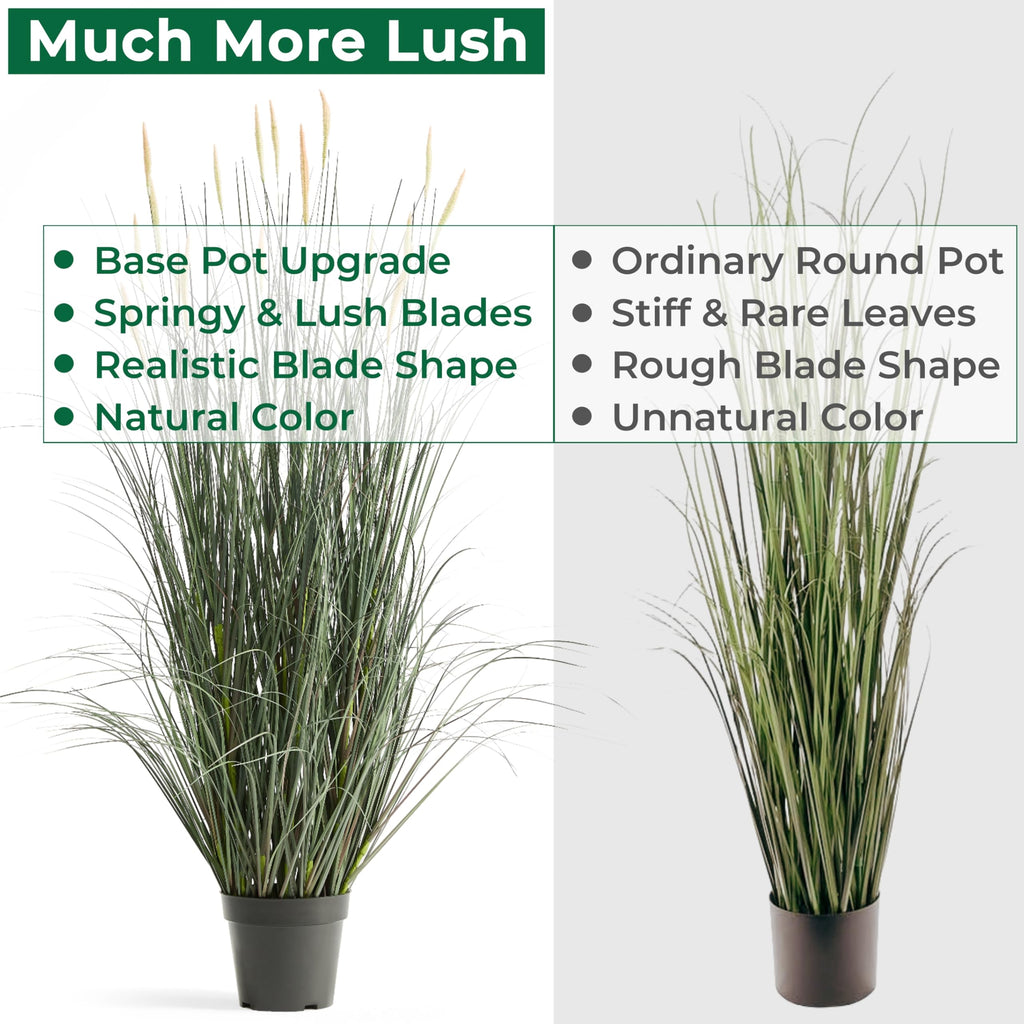 Faux 4ft Horsetail Reed Grass with Pink Spikes 2-Pack, Fake Grass in Pot