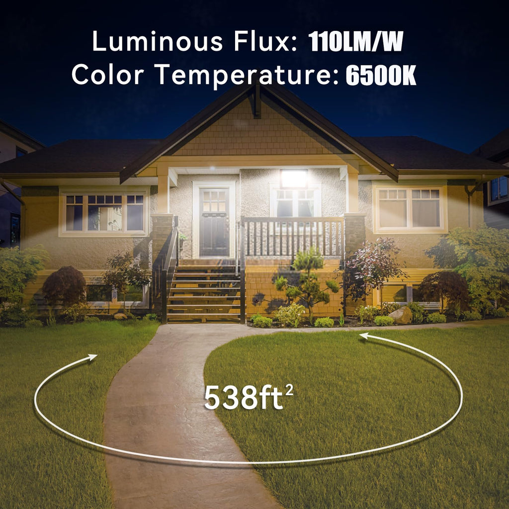 2Pack LED Flood Light Outdoor, 250W LED Work Light 25500lm with 6FT US Plug, IP66 Waterproof Exterior Security