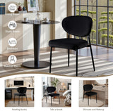Black Dining Chairs Set of 2 Velvet Upholstered Dining Room Chairs Wide Seat Filled with 58D Memory Foam Modern