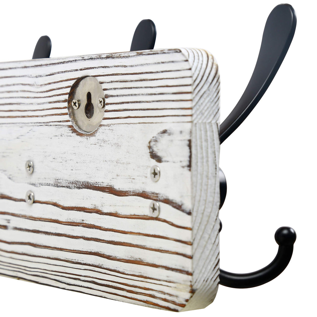 Rustic Wall Mounted Coat Rack: 16" Stud Spacing, Pine Real Wood Plank Wall Coat Rack with 5 Triple Hooks, Farmhouse