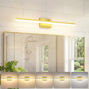 Modern Bathroom Vanity Light 31.5 inch, Rotatable, 28W Dimmable 5CCT Led Bathroom Light Fixture Over Mirror, Gold Bar