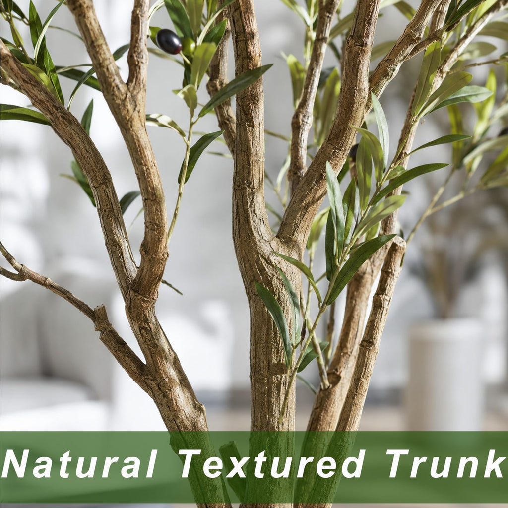 6ft Olive Trees Artificial Indoor, Tall Faux Olive Tree with Realistic Leaves and Lifelike Olives Fruits, Large Fake